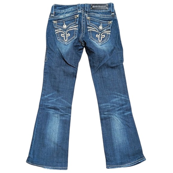 Rock Revival Jeans 26 Gwen Boot Bootcut Dark Faded Wash Denim Premium - Picture 1 of 6